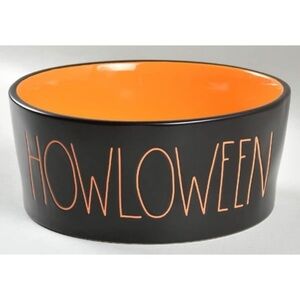 🎃NEW RAE DUNN “Howloween” Pet Dog Food Dish Bowl XL Black Orange Ceramic LL